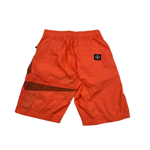 Stone Island 2022 Neon Coral Nylon Metal Rip Stop Short Set - Small