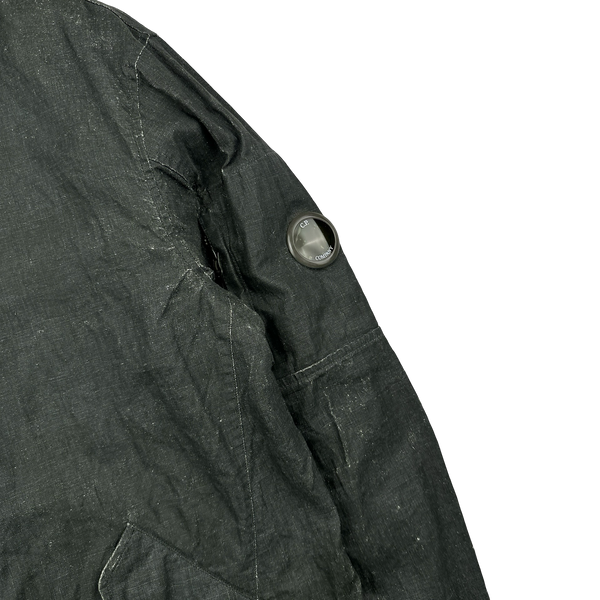 CP Company Khaki Plated Linen Lens Viewer Jacket - Large