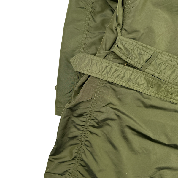 Burberry Green Multi Pocket Quilted Lined Long Jacket - Medium