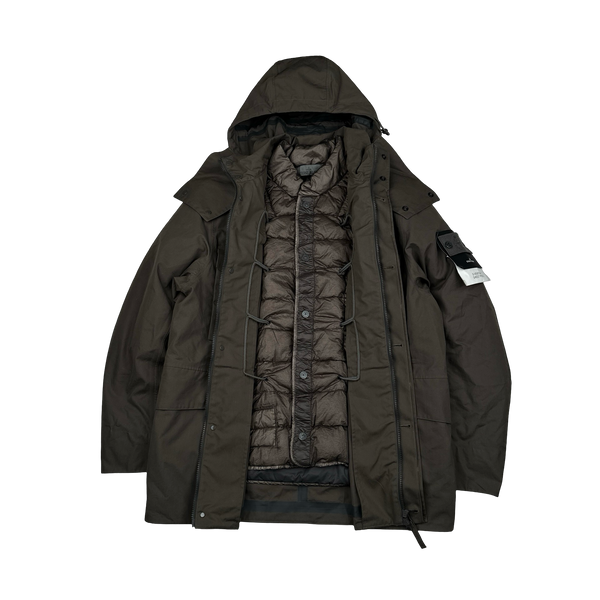 Stone Island 2022 O-Ventile Grey Ghost Piece Down Dutch Rope Puffer Jacket - Large