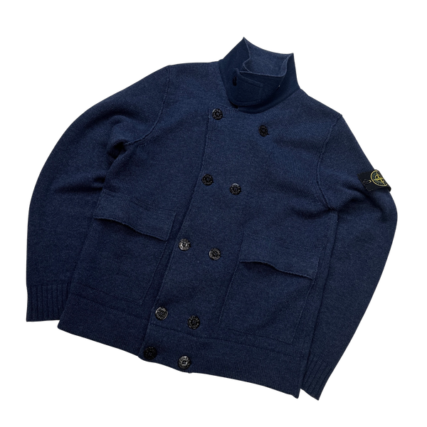 Stone Island 2012 Blue Wool Buttoned Wool Jacket - Large