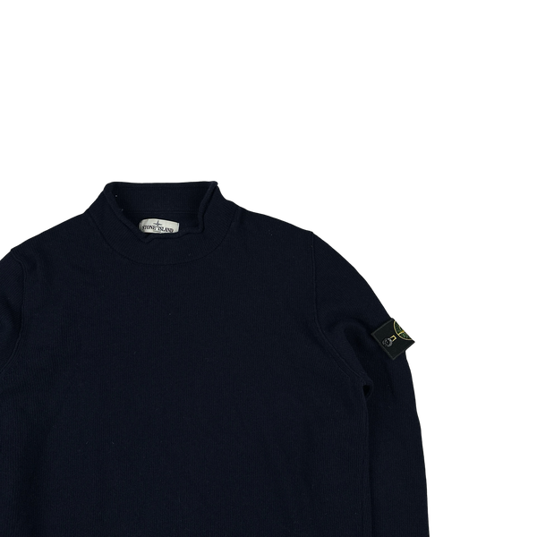 Stone Island 2013 Navy Wool Knit Mock Neck Jumper - Large