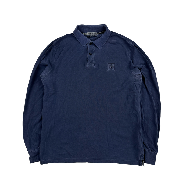 Stone Island 2011 Navy Buttoned Longsleeve Polo Shirt - Large