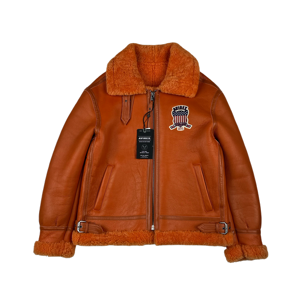 Avirex Orange Sherling Lined Spell out Bomber Jacket - Large