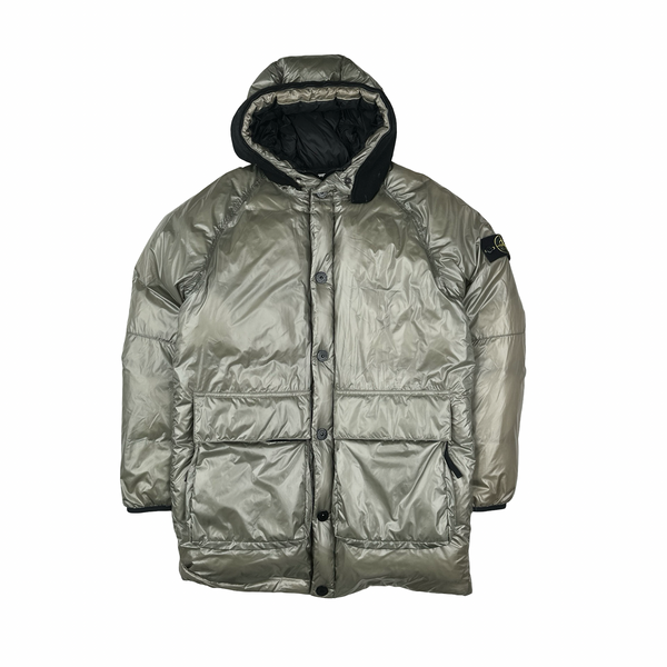 Stone Island Grey Pertex Quantum Y Down Puffer Jacket - Medium