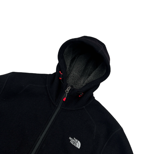 North Face Black Teddy Fleece Lined Zipped Wool Jacket - Medium