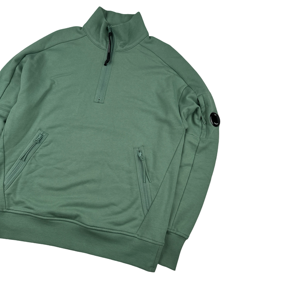CP Company Cotton Half Zip Turquoise Lens View Jumper - Medium