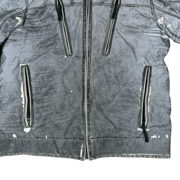 Stone Island Silver Liquid Reflective Fleece Lined Jacket - XL