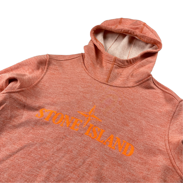 Stone Island 2019 Orange Spellout Hoodie - Small