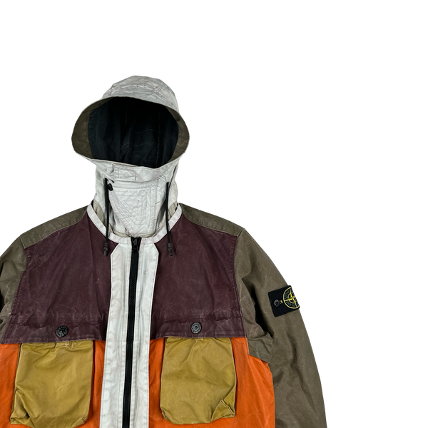 Stone Island 2019 Tela Placcata Resin Coated Bicolore Hooded Jacket - Small