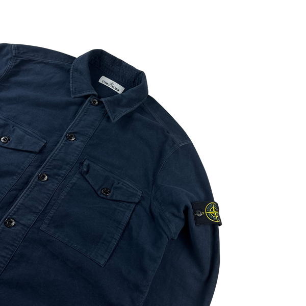 Stone Island 2017 Navy Thick Brushed Cotton Overshirt - XL