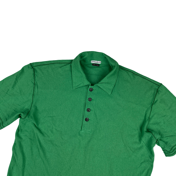 Stone Island Vintage Cotton Embroidered Back Spellout Polo Shirt - Large