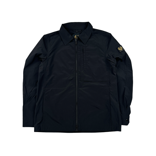Belstaff Black Nylon Collared Zipped Overshirt - Small