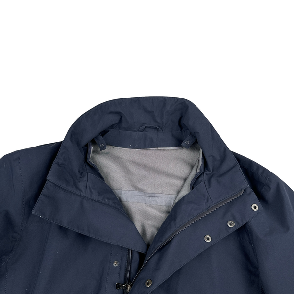 Prada Navy Nylon Red Tab Goretex Shell Long Jacket - XL