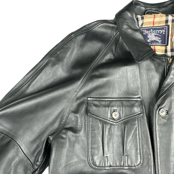 Burberry Leather Nova Check Lined Heavyweight Jacket - XL