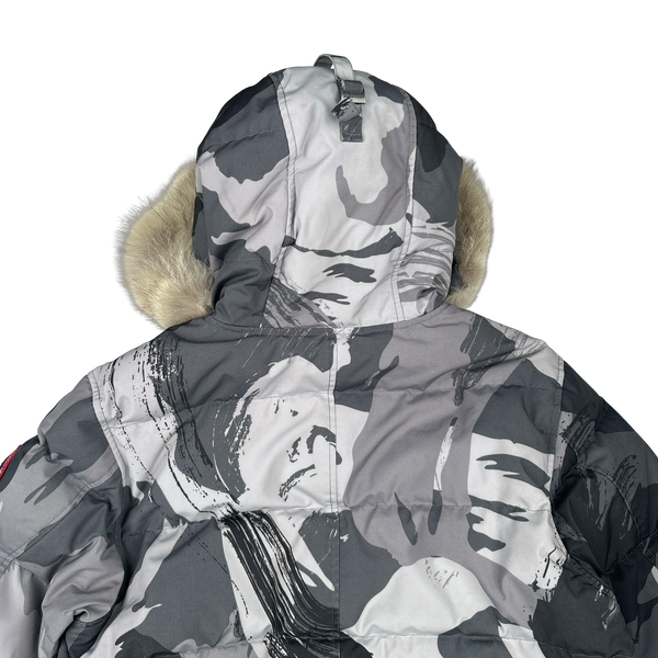 Canada Goose Grey Camo Premium Down Carson Coyote Fur Parka Jacket - Large