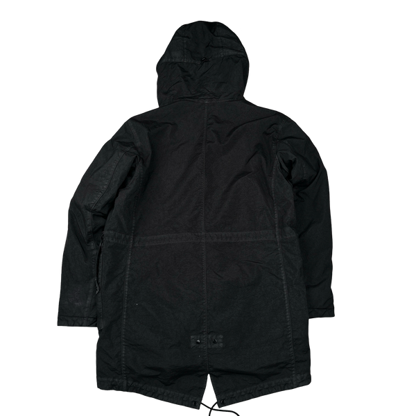 CP Company Grey Quartz Lens Viewer Long Fishtail Jacket - Medium