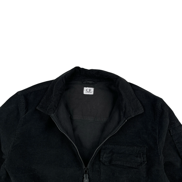 CP Company Black Corduroy Zipped Shirt - Small