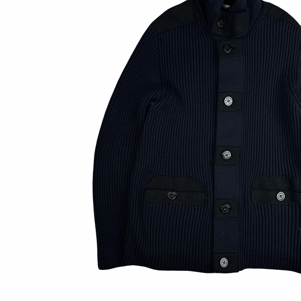 Stone Island 2010 Heavyweight Navy Wool Buttoned Jumper - XL