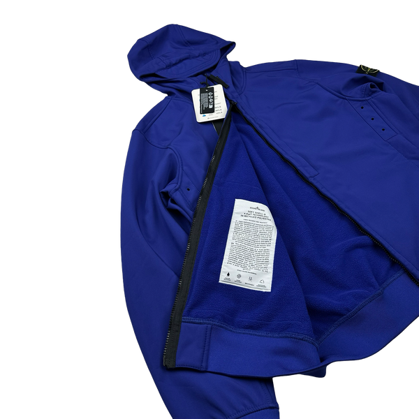 Stone Island Blue Soft Shell R e-Dye Hooded Jacket - Large