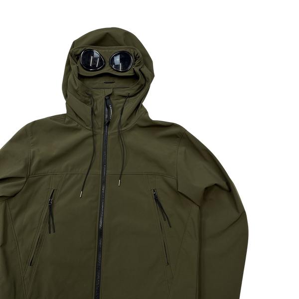 CP Company Green Khaki Soft Shell Goggle Jacket - Medium