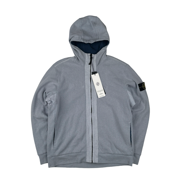 Stone Island 2024 Baby Blue/Navy Reversible Zip Up Hoodie Jacket - Large