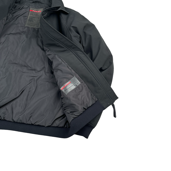 Prada Black Nylon Red Tab Padded Jacket - XL