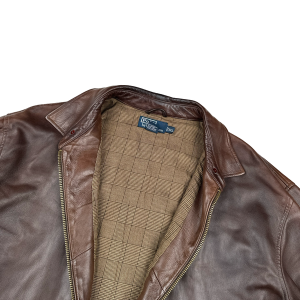 Ralph Lauren Brown Heavyweight Leather Jacket - XXL – Mat's Island