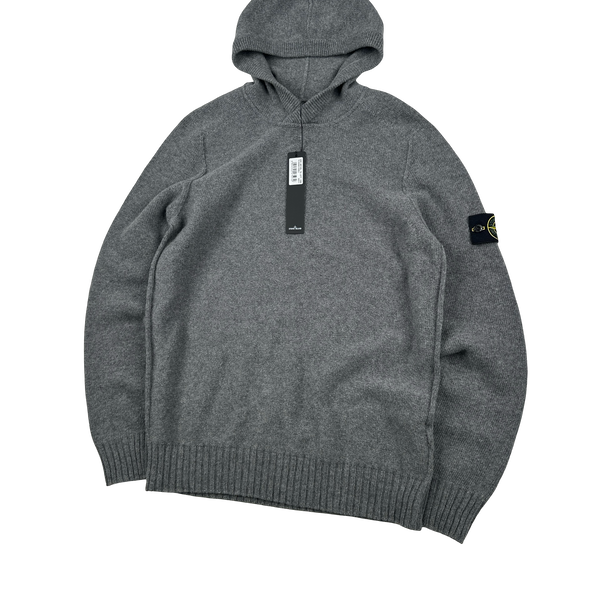 Stone Island 2021 Grey Lambs Wool Pullover Hoodie - Large