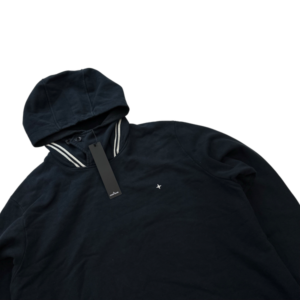 Stone Island Navy Compass Pullover Hoodie - Large