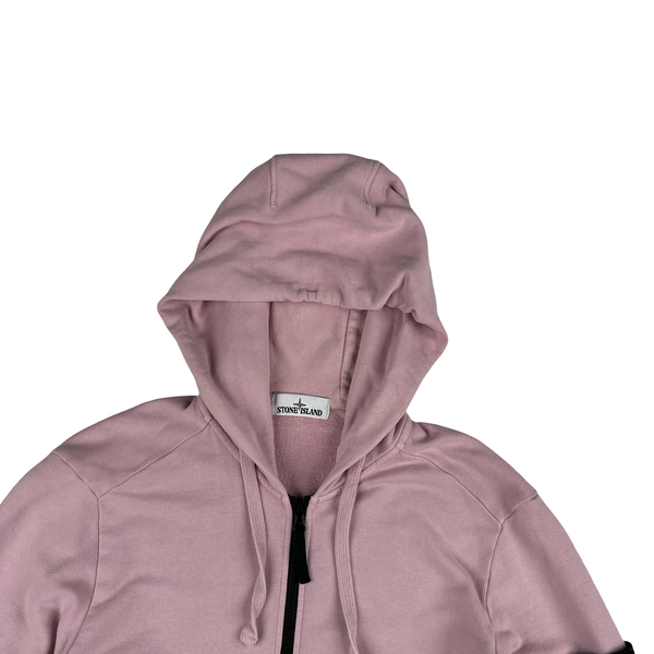 Stone Island 2017 Pink Cotton Zipped Hoodie - Large