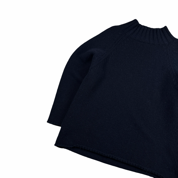 Stone Island Vintage 1994 Navy Wool Mock Neck Jumper - XL