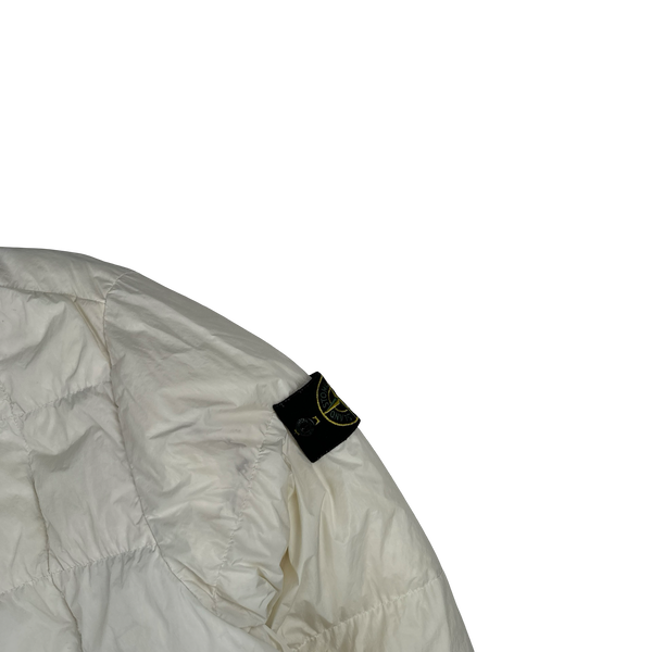 Stone Island White Garment Dyed Crinkle Reps Puffer Jacket - Medium