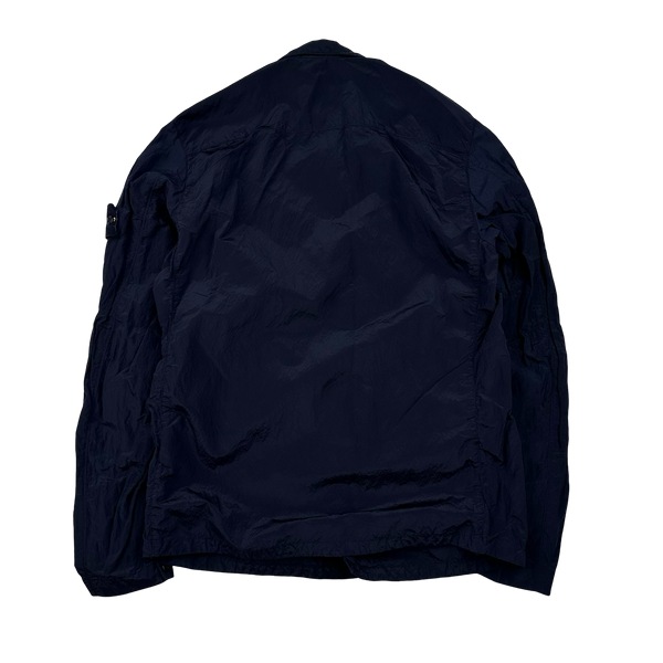 Stone Island Navy Blue Nylon Metal Shimmer Overshirt - Medium