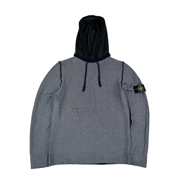 Stone Island 2010 Grey Cotton Mesh Pullover Hoodie - XXL