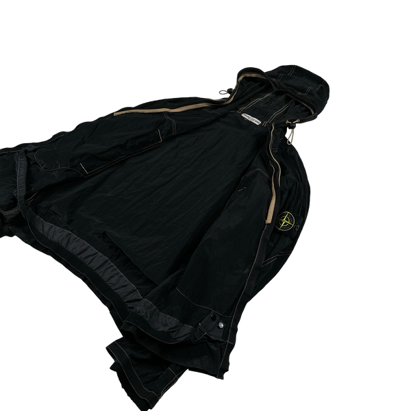 Stone Island 2004 Navy Contrast Stitching Nylon Metal Hooded Jacket - Medium