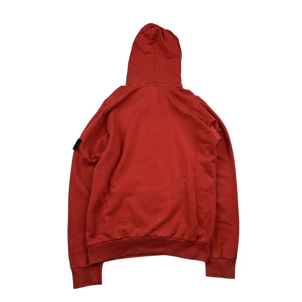 Stone Island 2010 Red Cotton Pullover Hoodie - Large