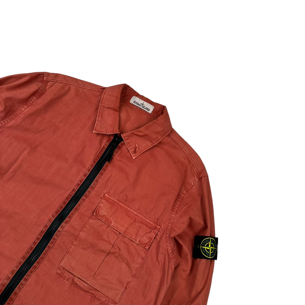 Stone Island 2019 Brick Red Brushed Cotton Overshirt - Large