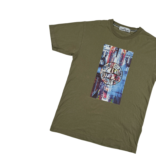 Stone Island 2017 Khaki Graphic T Shirt - Small