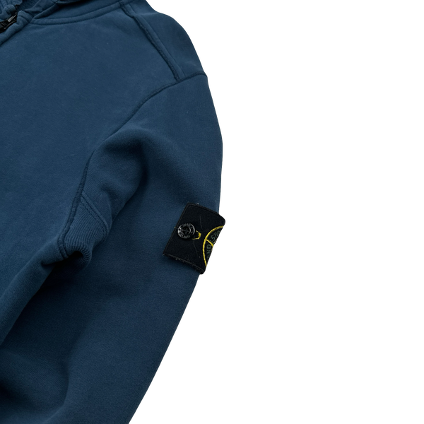 Stone Island 2017 Blue Lino Flax Hooded Zipped Jumper - Medium