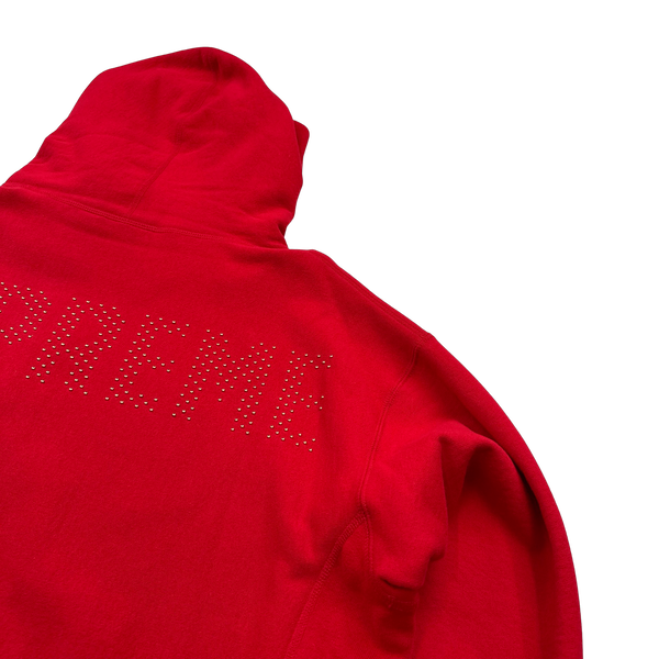 Supreme Red Studded Spellout Logo Hoodie - XL