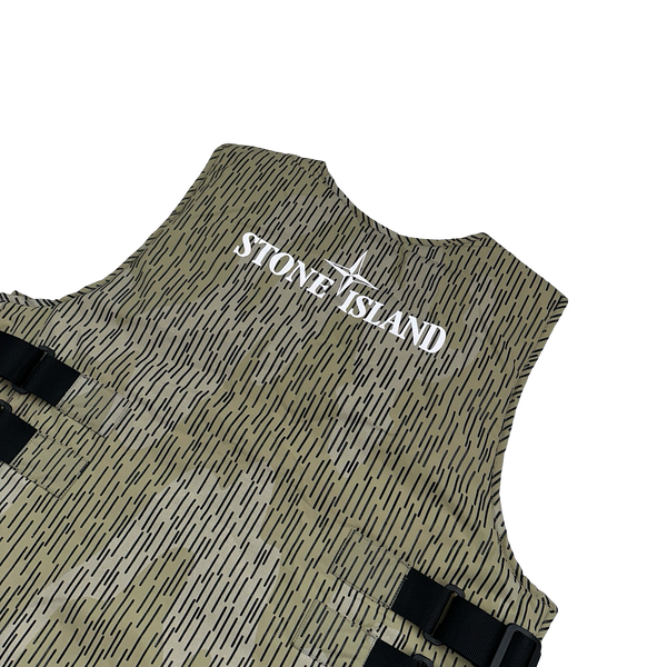 Stone Island 2021 Rain Camo Reflective Spellout Padded Utility Vest - XL