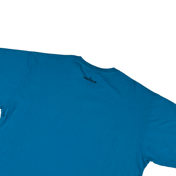 Stone Island 2023 Blue Reflective Graphic Short Sleeved T Shirt - Large