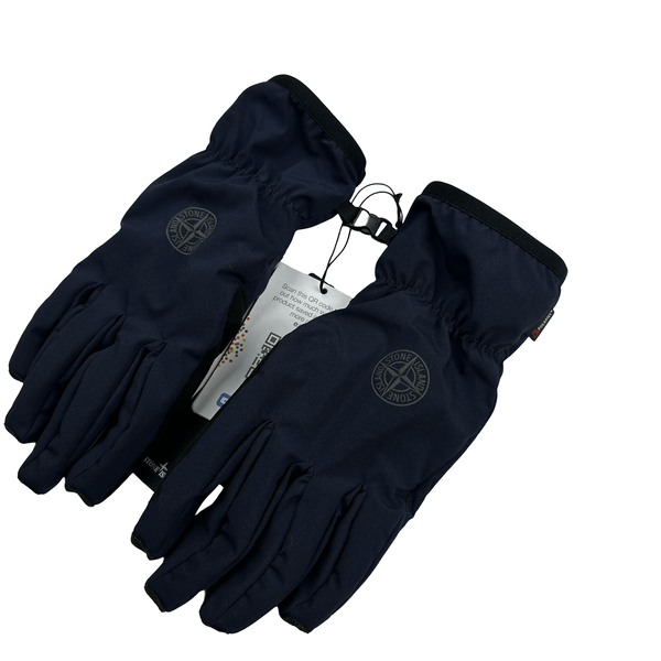 Stone Island 2021 Soft Shell Navy Reflective Logo Gloves - Large