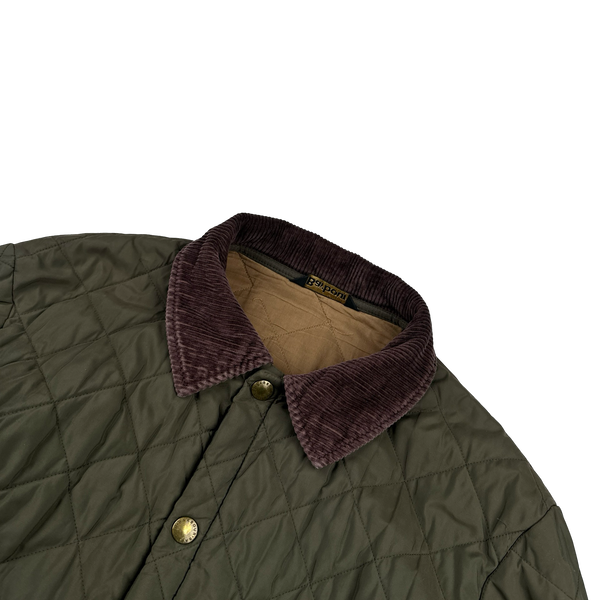 Barbour Khaki Diamond Quilted Shooting Jacket - Large