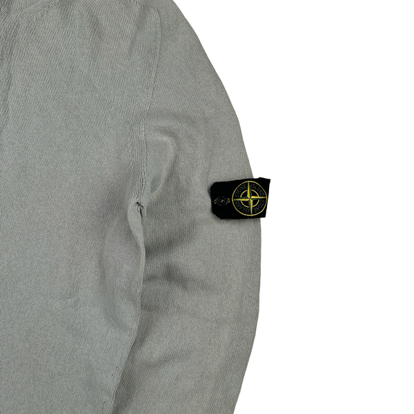Stone Island Grey Knitted Cotton Pullover Jumper - Large