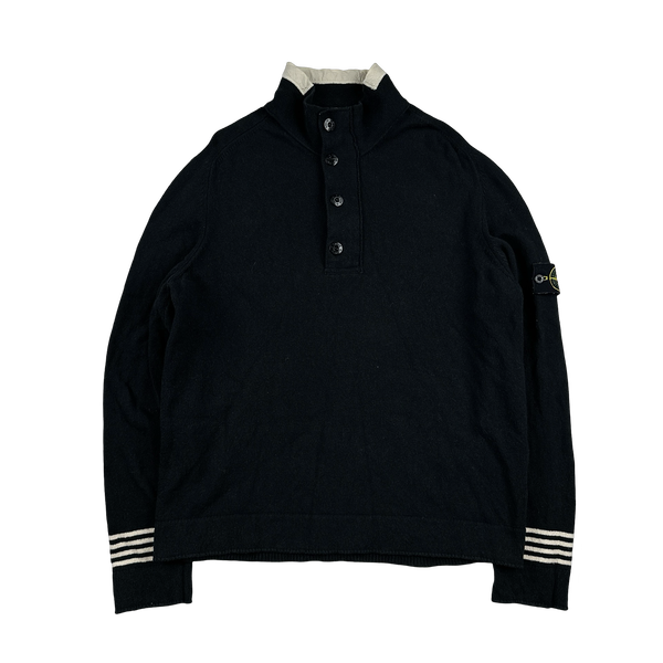 Stone Island 2006 Black Piped Cuff Pullover Jumper - Large