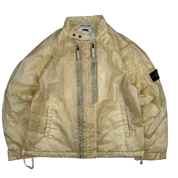 Stone Island 2001 Beige Micro Felt Transparent Laminated Web Jacket - Large