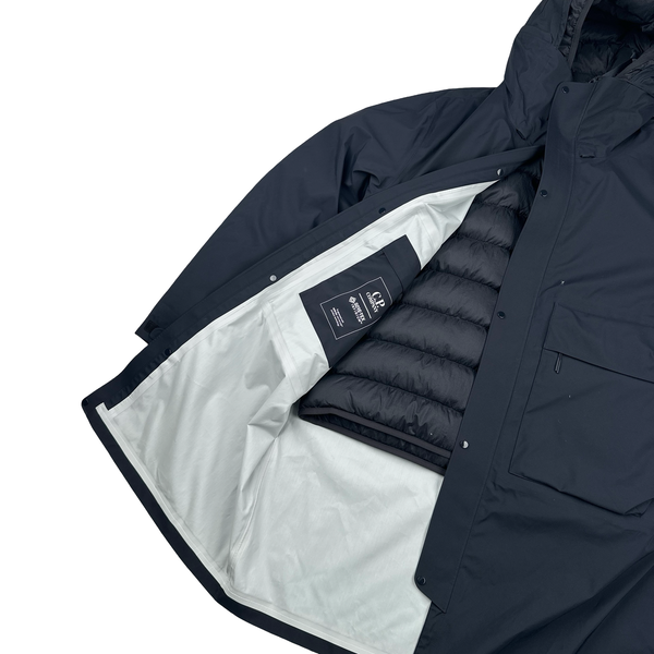 CP Company Navy Gore G-Type Ripstop Down Lined Long Jacket - XXL