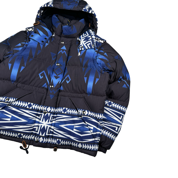 Ralph Lauren Blue Pattern Down Filled Puffer Jacket - Medium